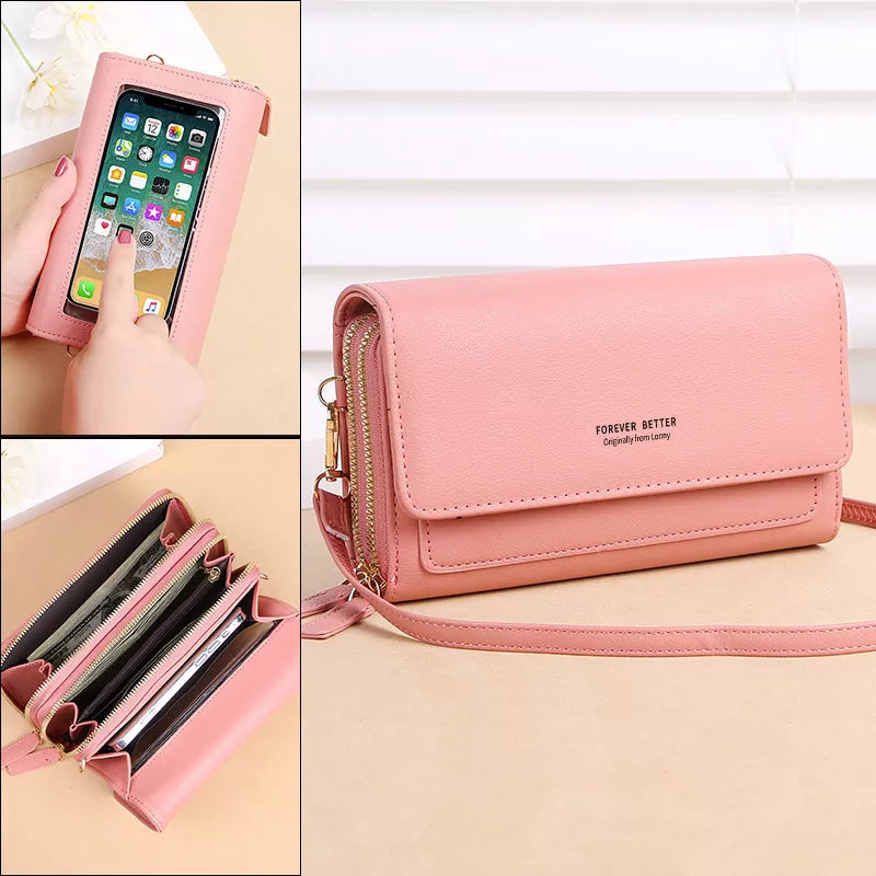 Bolsa Carteira Crossbody com Porta Celular Touch