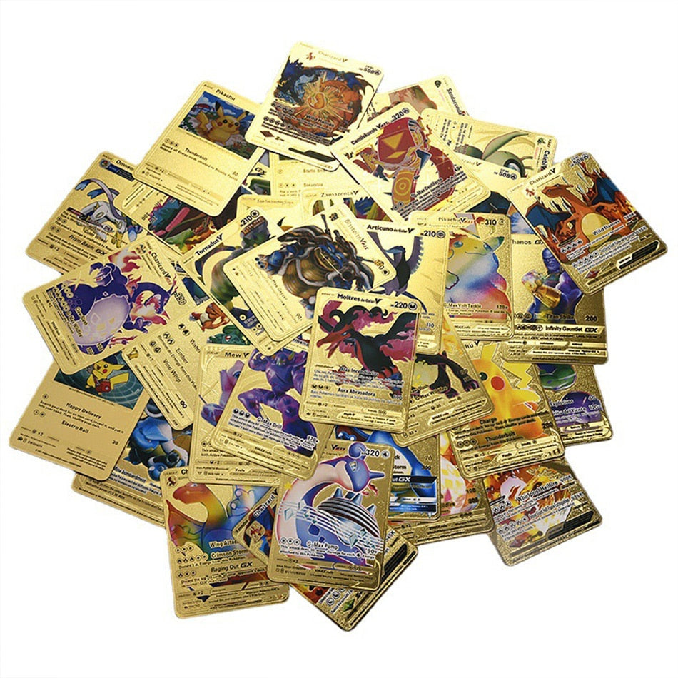 Compra online de Pacote de cartas pokémon douradas, preto vmax